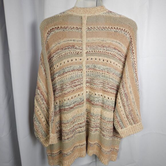 Chico’s 3 Womens XL Striped Mixed-Yarn Cocoon Open Front Cardigan Sweater - Picture 3 of 8